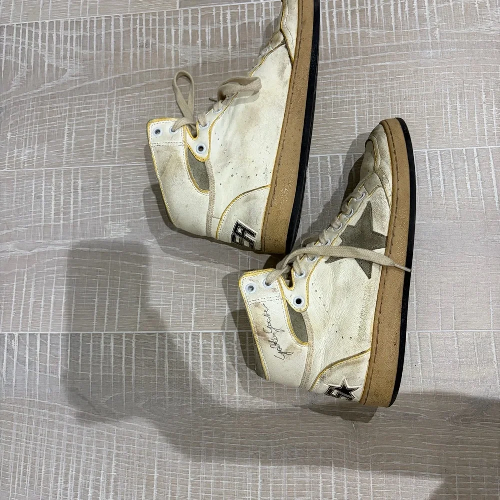 Golden Goose Cream and Brown High-Top Sneakers - Picture 12 of 13